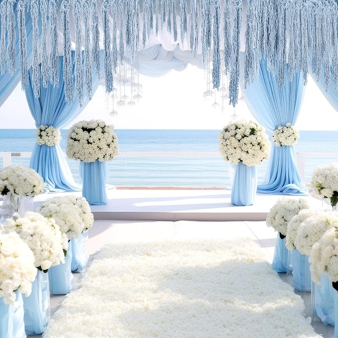 Suncalla 12 Pcs Light Blue Spring Natural Dried Amaranthus Hanging Flowers Amaranthus Artificial Flowers for Wedding Arch Bouquet Floral Garland Wall Home Decoration (23 Inch)