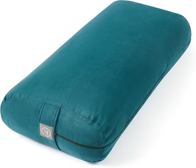 Meditation Cushion Bolster Pillow for Restorative Yoga – Supportive Cushion for Meditation, Pilates, and Relaxation – Filled with Buckwheat Hulls - Removable Cover