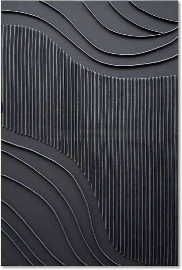 NANKAI Art Pure Black Texture Minimalist Art Oil Painting 36x24 inch Contemporary Art Oil Painting Home Office Wall Decorative Art