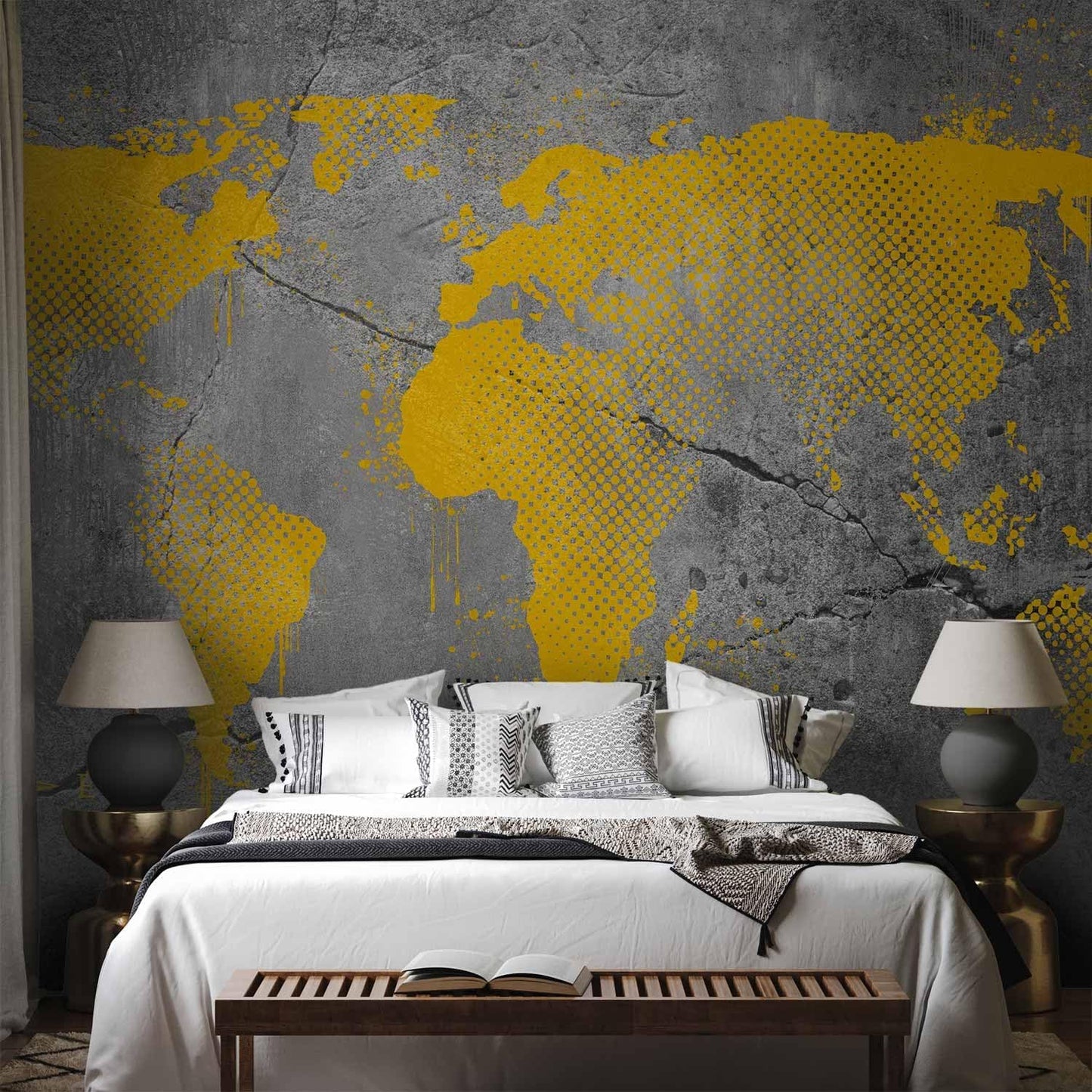 artgeist Premium Wall Mural World Map 118x83 in - XXL Non-Woven Wallpaper Fleece Wall Decor Photo Print Picture Image Design Map of The World k-A-0494-a-a