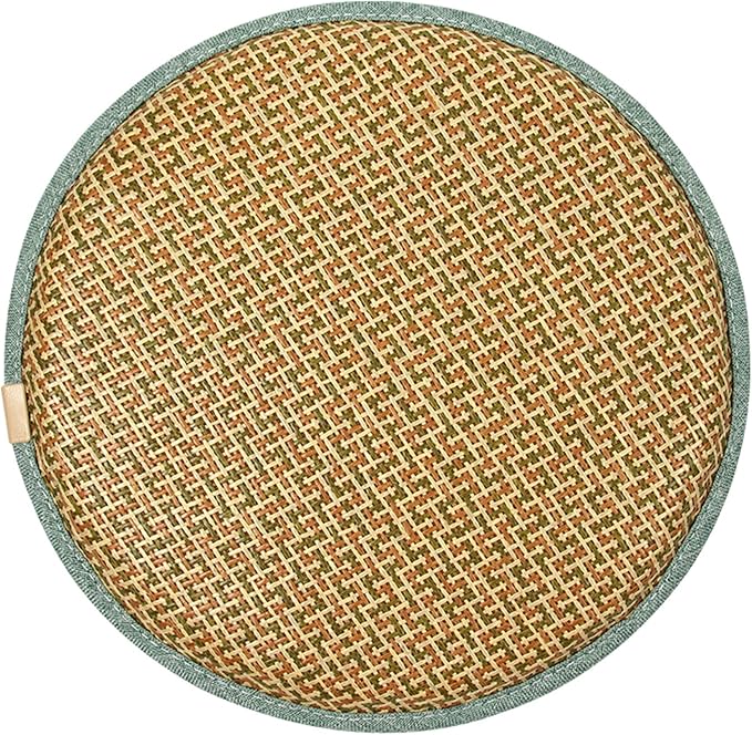 Round Seat Cushion with Ties Breathable Bar Stool Cushion Cover Tatami Pillow Kitchen, Home, Office Chair Cushion Cover (Green Cooling mat, 14 inch)