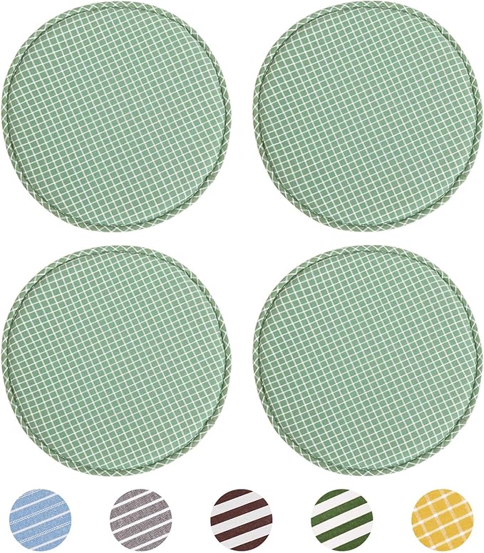 Round Bar Stool Cushions for Kitchen Dining Seat Pads with Ties 4 Pack Non Slip Cushions Pad for High Stool Chairs Bistro Bar Seat 13 Inch, Green Grim