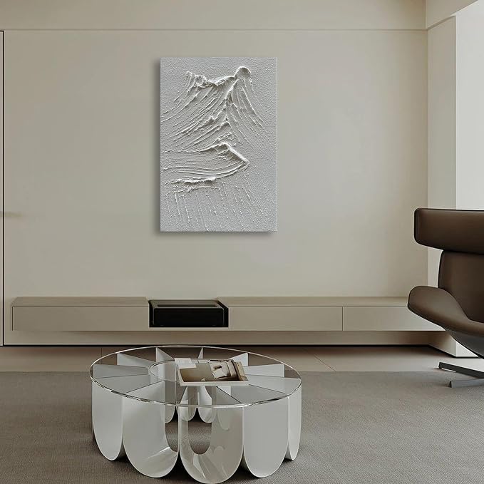 Hand-Painted Canvas Wall Art White Texture Abstract Oil Painting Minimalist Art Painting Bedroom Dining Room Living Room Office Wall Decoration 36x24 inches