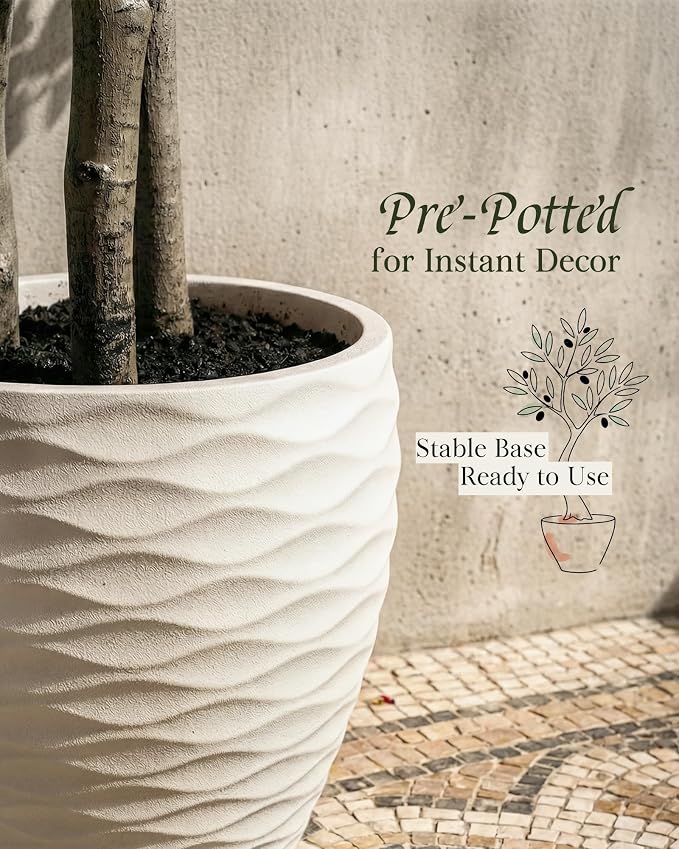 KOL 6ft Artificial Olive Tree Indoor, Tall Faux Olive Trees, Lifelike Fake Olive Tree Floor Plant for Home Office Living Room Decor with Matte Beige Pot
