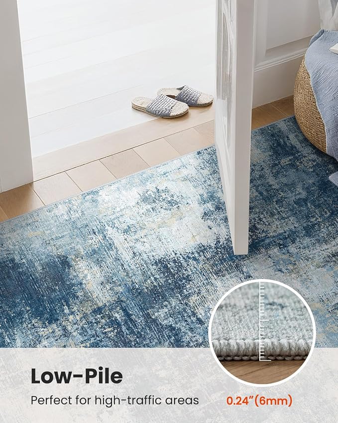 AMADA HOMEFURNISHING 9x12 Area Rugs for Living Room, Modern Large Area Rugs with Non-Slip Backing & Low Pile, Neutral Soft Washable Rug for Nursery, Bedroom, Dinning Room, Playroom, Navy Blue