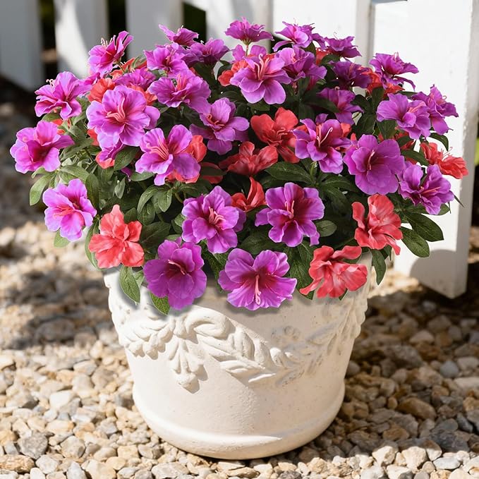 Hommyea Artificial Fake Flowers for Outdoor, 8 Bundles Faux Plants Silk Flowers Spring Decoration UV Resistant No Fade Plastic Flowers for Outside Planters Home Porch Patio Yard Garden Decor
