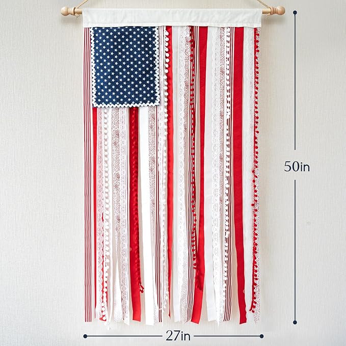 4th of July Decorations - Memorial Day Decor - 4 x 2.3 Ft Rag American Flag Banner for Home Party Supplies - Fourth of July Independence Day Accessories for 250th Anniversary Celebration Indoor Outdoor Decoration