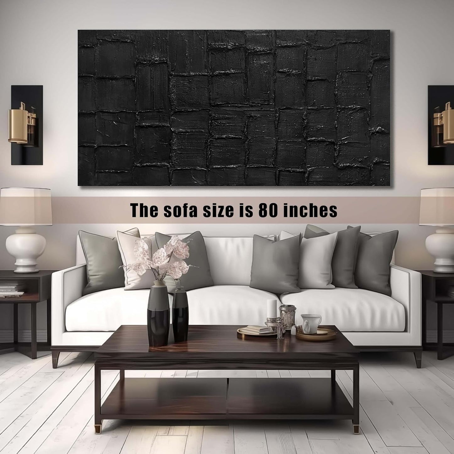 Minimalist Wall Paintings For Office Extra Large Canvas Wall Art For Dining Room Black Abstract Pictures For Living Room Size 36 x 72 Inch