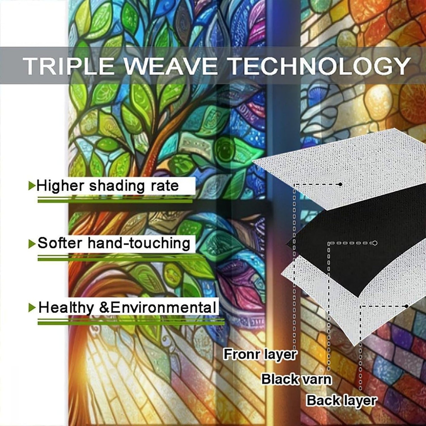 Stained Glass Curtains,Tree of Life Colorful Abstract Art Home Decor Drapes for Bedroom Living Room Kitchen Window Treatment 2 Panels Set Total Size 84" W X 84" L Inch