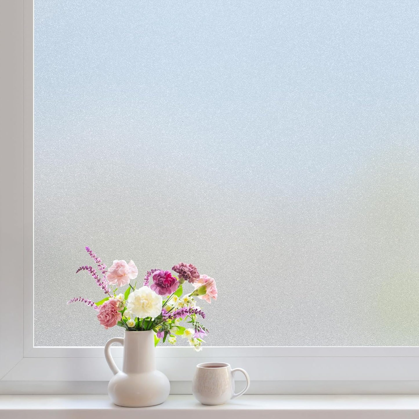 DOWELL Window Privacy Film, Frosted Glass Window Film, Static Cling Non-Adhesive Glass Clings, Sun Blocking Opaque Coverings, Reusable Door Stickers for Bathroom Home Office, Pure, 35.4"x78.5"