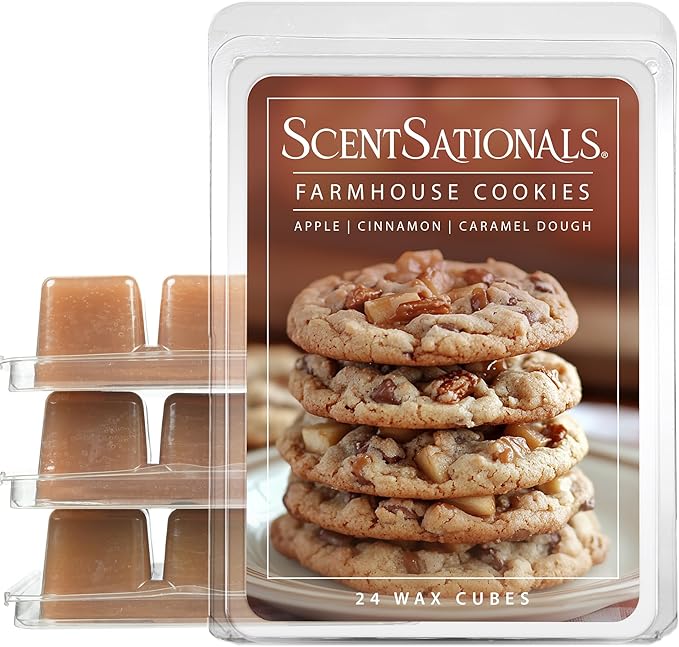 Scentsationals Wax Melts Strong Scent - Farmhouse Cookies - Long Lasting Scented Melts for Warmers, 10oz (24-Cubes)