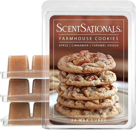 Scentsationals Wax Melts Strong Scent - Farmhouse Cookies - Long Lasting Scented Melts for Warmers, 10oz (24-Cubes)