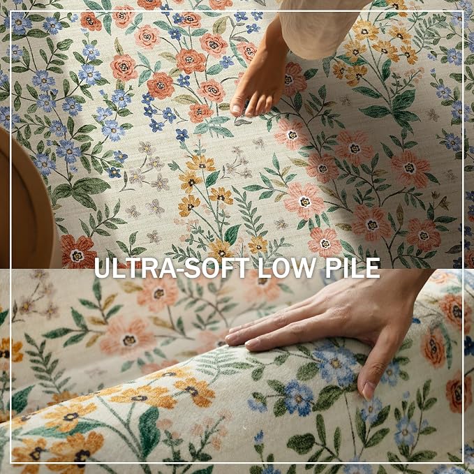 Machine Washable Rugs for Living Room: 5x7 Area Rugs for Bedroom Vintage Stain Resistant Non Slip Low Pile Soft Carpet Rugs for Entryway Kitchen Dining Room Farmhouse Kids Room Nursery