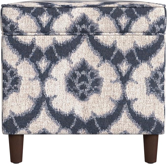 Spatial Order 24" Dinah Collection Storage Ottoman - Blue Medallion Print