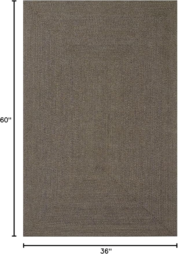 Superior Indoor/ Outdoor Large Area Rug, Reversible Braided Home Floor Decor for Living Room, Kitchen, Entryway, Patio, Front Porch, Deck, Modern, Boho, Farmhouse Style, 3' x 5', Latte