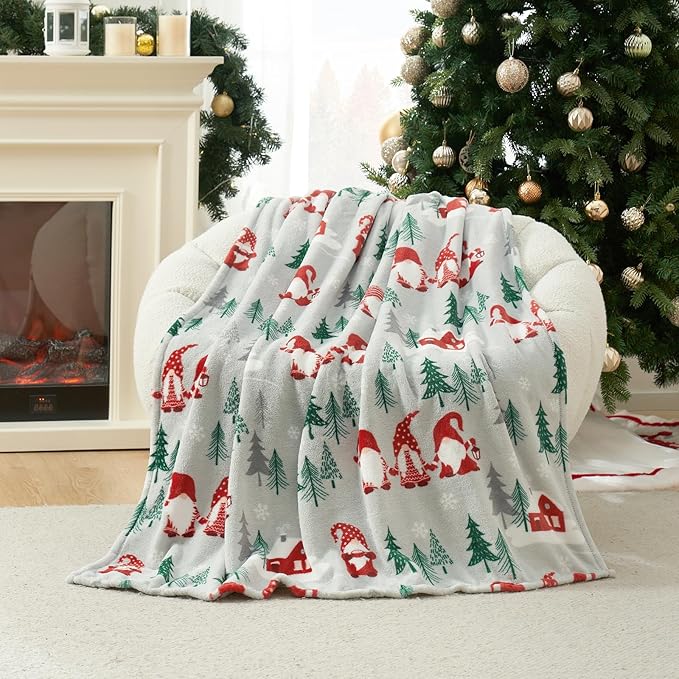 Cozy Bliss Gnome Throw Blanket Christmas Blanket Warm Plush Throw Blankets,Ultra Soft Cozy Throw Blankets for Couch,Sofa and Bed (Xmas Gnome Family,50"x60")
