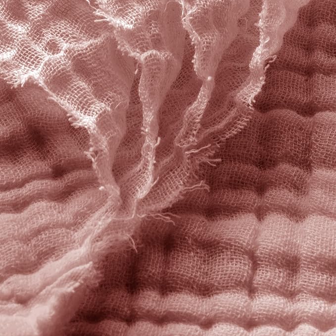 Carriediosa 100% Cotton Muslin Throw Blanket 66" X 90" Twin XL Size，4-Layers Summer Gauze Throws for Bed Couch，Soft Lightweight Breathable Linen Blankets Bedspread for Adults All Season，Mauve