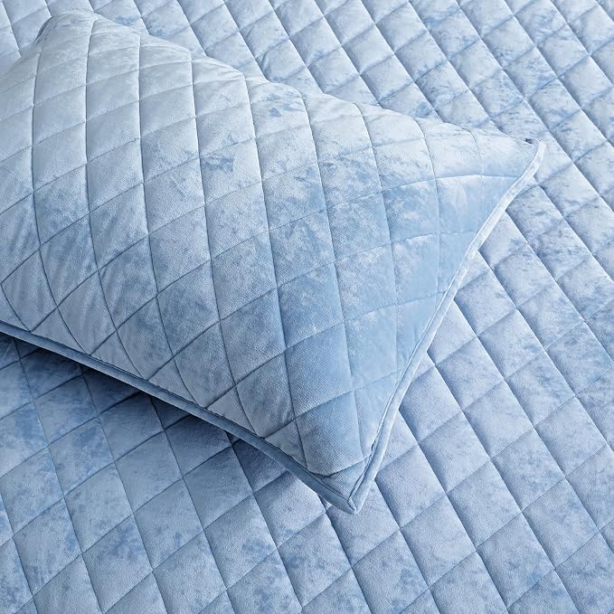 Fredsure 3pc Quilt Set (Light Blue, King)