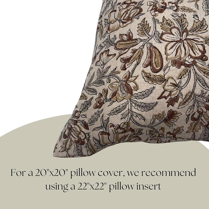 Linen Throw Pillow Covers 20x20 inch Brown and Gray Decorative Pillow Covers for Living Room, Bedroom