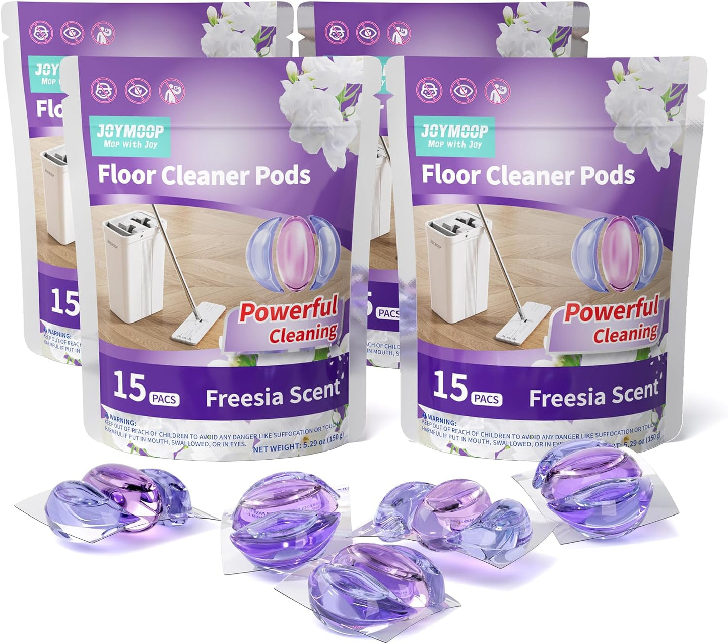 JOYMOOP Floor Cleaner for Mopping, 60 PCS Mopping Solution, Hardwood Floor Cleaner, Works Perfectly with Mop Bucket