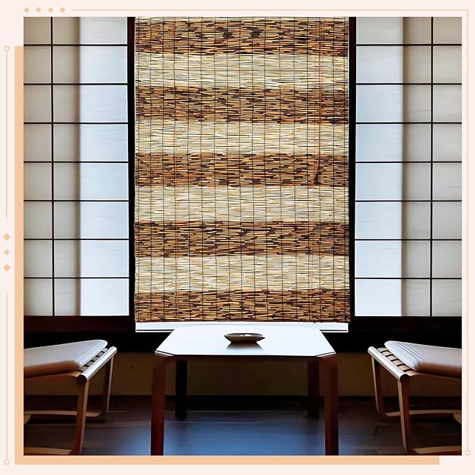Reed Shades, 48" W x 72" H Waterproof Privacy Screen Bamboo Outdoor Screen, Reed Curtain for Porch, Patio, Yard, Windows (Mixed)