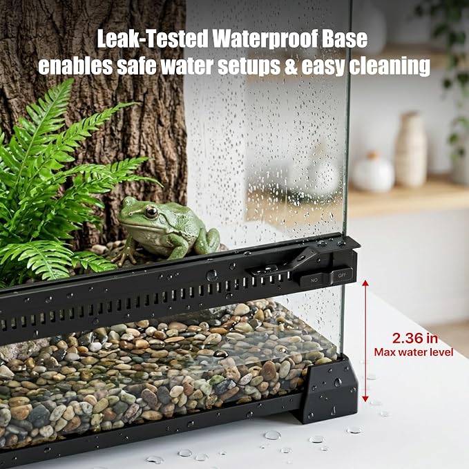 3 Gallon Fully Assembled Glass Reptile Enclosure, 8"x 8" x 12" | Tall Vertical Front-Opening Small Terrarium Tank for Hatchling & Juvenile Arboreal Reptiles & Amphibians