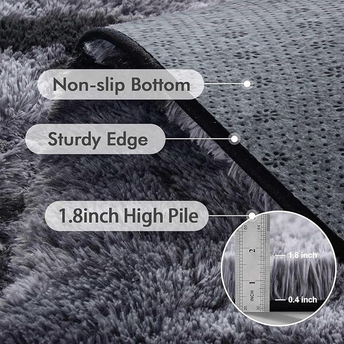 9x12 Ft Extra Large Shag Rugs for Living Room, Ultra Soft Fluffy Furry Area Rugs for Bedroom Indoor Floor, Aesthetic Carpet for Kids Home Decor (Black)