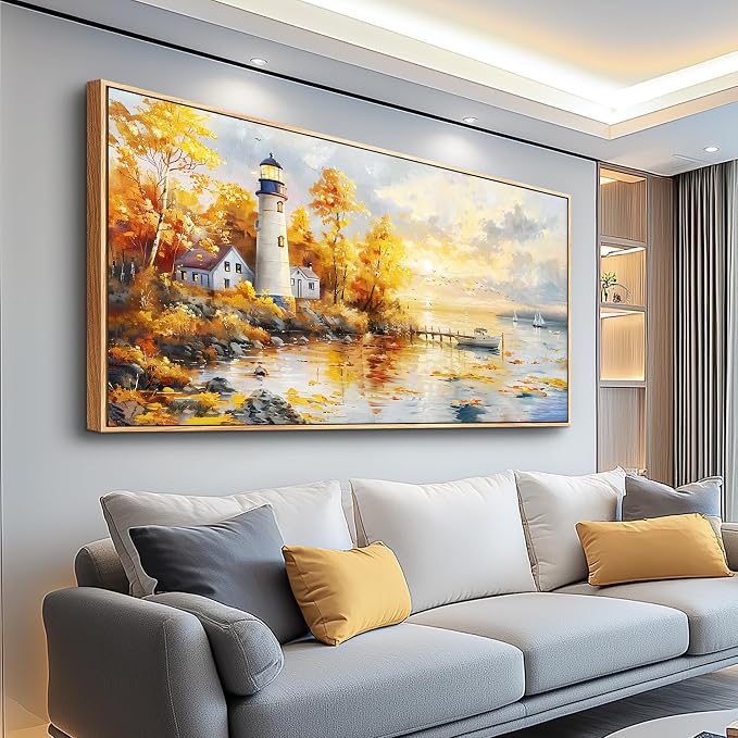 XIGUANGART Beach Sunset Wall Art Coastal Decor Birch Tree Seascape Canvas Prints Ocean Picture for Living Room Decor Landscape Painting Bedroom Large Wall Art Office Artwork Home Decorations 60"x30"