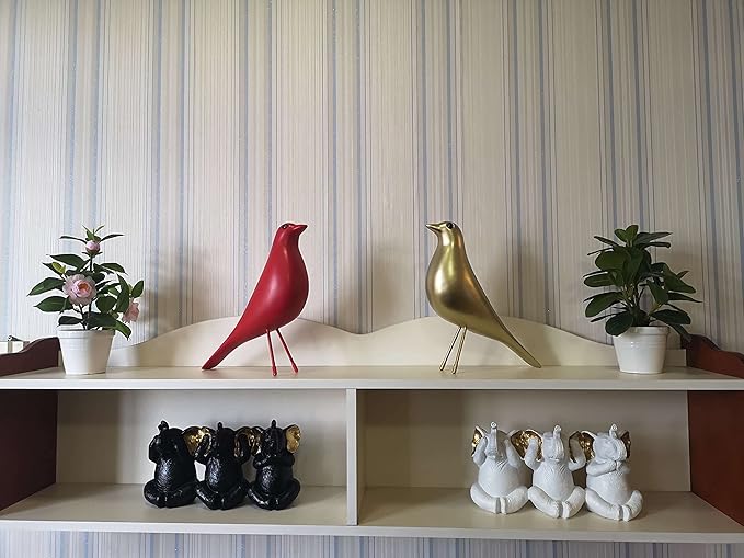 Mid-Century Home Décor House Bird - Office House Desk Dove Sculpture Pigeon Ornament Arts Gift Replica (Gold)…