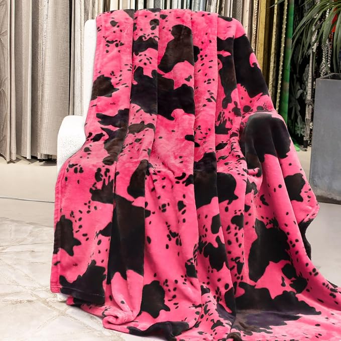 Hot Pink Throw Blanket for Women, Soft Warm Cozy Fleece Blanket for Teenage Girl Dorm Bedroom Y2K Room Decor, Cute Pink Gifts for Birthday Graduations Mother’s Day Easter, 50x60 Inches