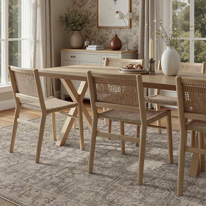 DCX Washable 6x9, Kid & Pet Friendly with Rubber Back Non Slip, Stain Resistant Vintage Rug for Living Room, Bedroom, Home Office, Soft Low Pile Large Farmhouse Distressed Carpet, Greige