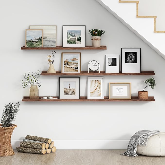 FLYJOE Floating Picture Ledge Shelves for Wall Set of 4, 36 Inch Wall Shelves with Lip Long Large Nursery Book Shelf for Toys Storage Kids Bookshelf Wall Mounted Living Room Bedroom Decor Frames