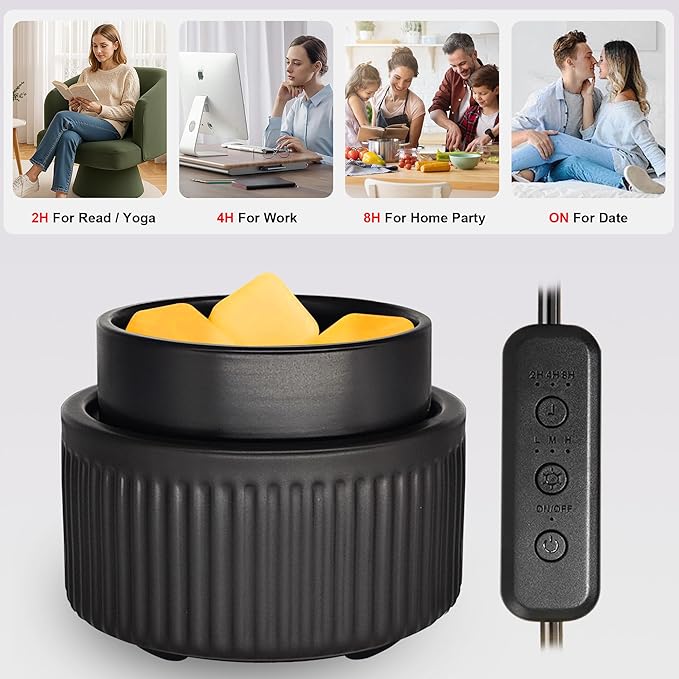 VICTORIA AROMA Ceramic Wax Warmer with Timer, Candle Wax Melter & Wax Burner for Scented Wax Melts, Electric Fragrance Wax Melt Warmer for Home Office Decor Ideal Gift（Black）
