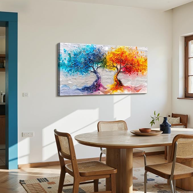 imjiayu Tree of Life Wall Art, Large Wall Decor, Nature Wall Art, Modern Abstract Landscape Art Prints, Fire and Ice Tree Picture, Unique Canvas Paintings for Living Room Bedroom Game Room 20"x40"