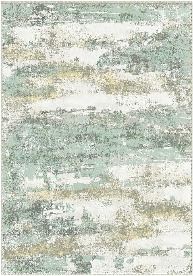 BEIMO Area Rugs 6x9 for Living Room Bedroom, Modern Abstract Machine Washable Rug, Large Soft Low Pile Floor Carpet with Non Slip Backing for Dining Room, Light Green