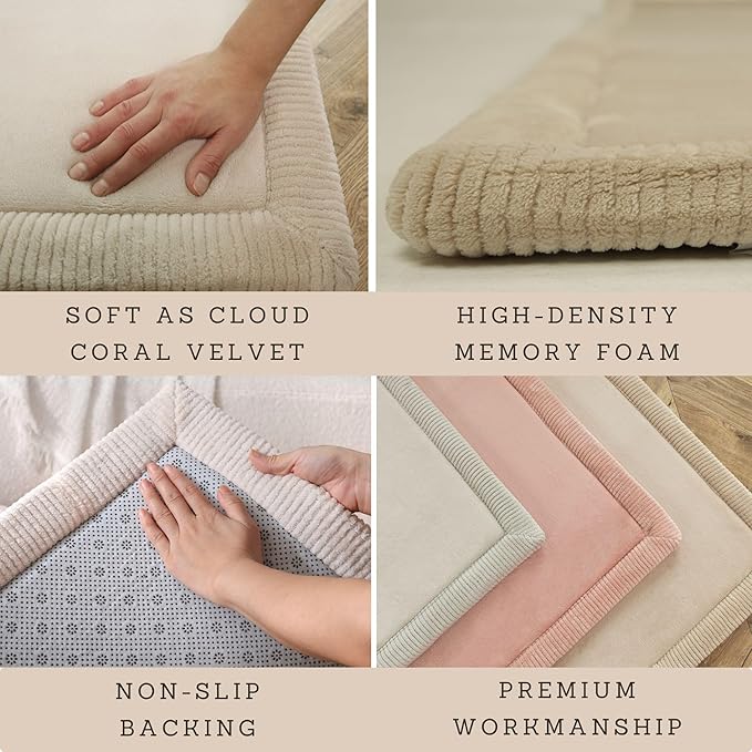 Hakuna Matte CloudSoft Baby Play Mat for Floor 40" x 60" Beige – Coral Velvet Memory Foam Rug for Crawling & Cozy Play – Non-Slip, Water-Resistant, Easy-CareTummy Time Mat, Playmat for Playpen