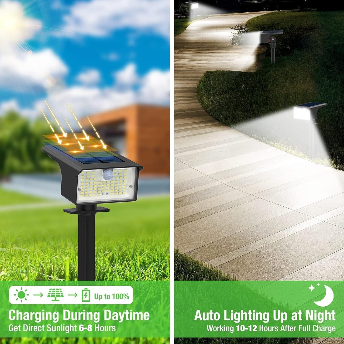 Nipify Solar Spot Lights Outdoor Motion Sensor, [2 Pack/62 LED]3 Modes Solar Landscape Spotlights Outdoor Waterproof, 2-in-1 Solar Lights Outdoor Pathway Lights for Yard Garden Wall Patio, Cool White