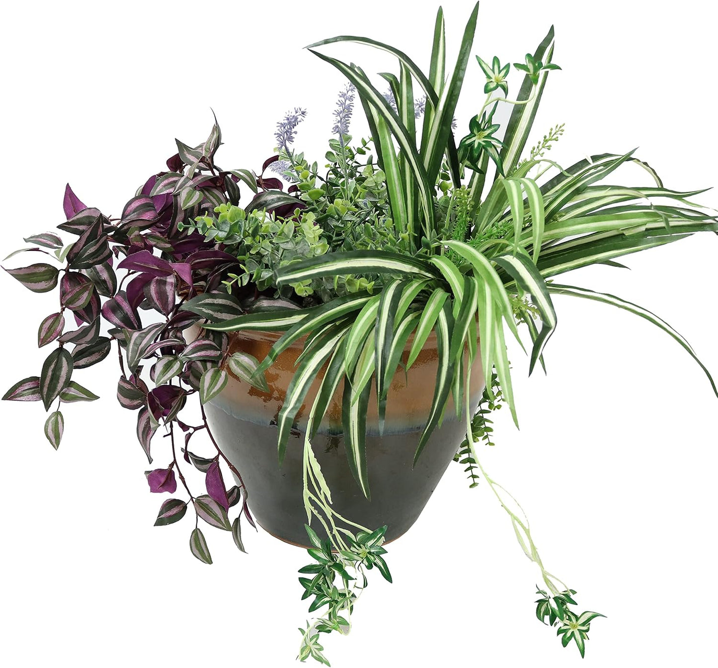 Sunnydaze Chalet Large Ceramic Plant Pot - Round Outdoor Glazed Ceramic Planter Pot with Drainage - Forest Lake Green - 14.5"