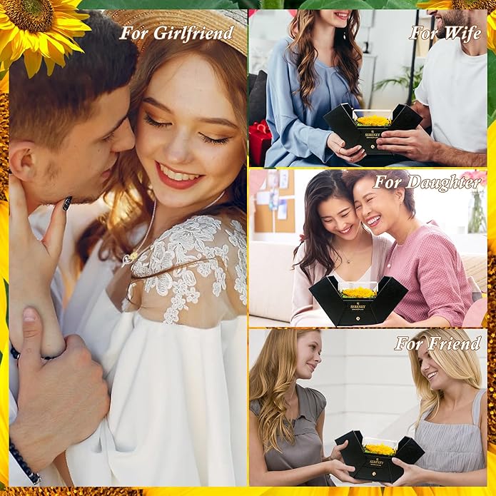 Sereney Preserved Sunflower Gifts for Women, Sunflower Necklace You are My Sunshine as Mothers Day Gift for Mom, Silver Necklace Anniversary Birthday Gifts for Wife Daughter Girlfriend