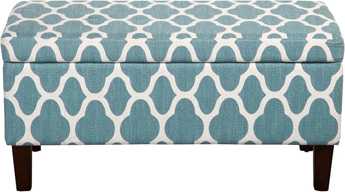 HomePop 36" Storage Ottoman Bench with Hinged Lid - Teal Geometric