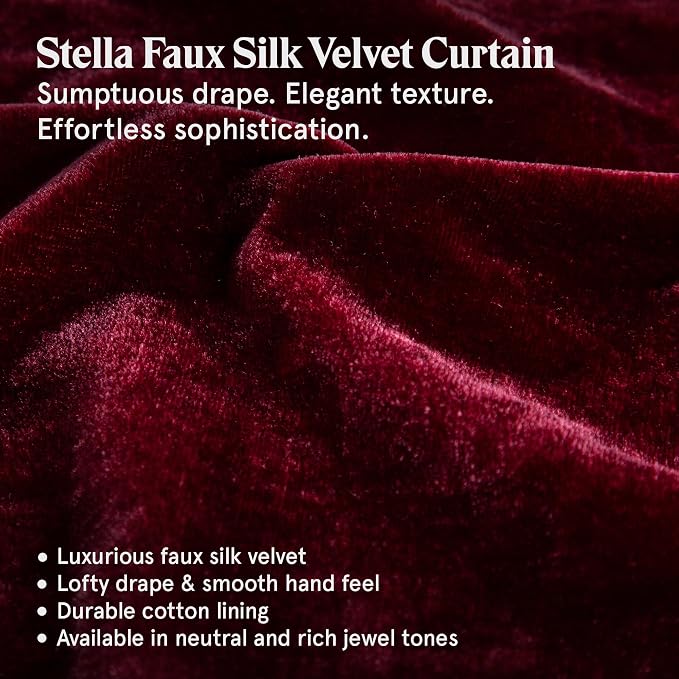 HiEnd Accents Stella Faux Silk Velvet Flanged Euro Sham Pillow Cover, 27x27 inch, Garnet Red, Romantic Western Modern Traditional Style Luxury Bedding