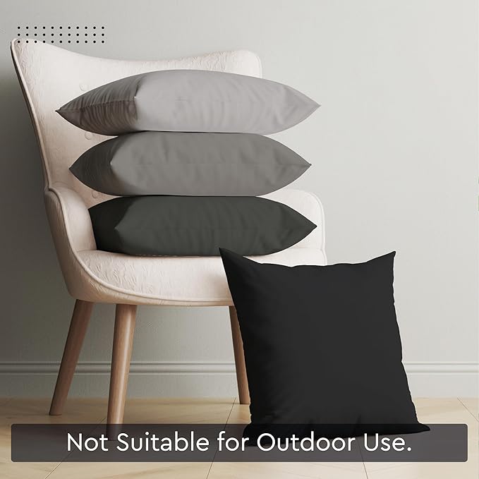 Encasa XO Throw Pillow Covers 18x18 in Set of 4 Grey Combo | No Inserts | Cotton Pillow Covers for Living Room, Bed, Sofa, Couch | Decorative Cushion Covers with Improved Zipper