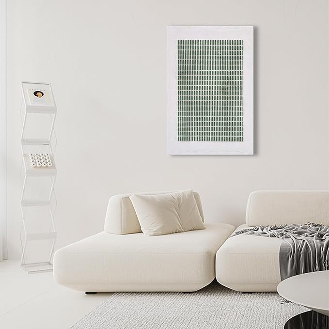 NANKAI Art Hand-Drawn 3D Green Block Texture Abstract Painting in Modern Minimalist Style, Suitable for wall Decoration in Homes, Offices or corridors 36x24 inches