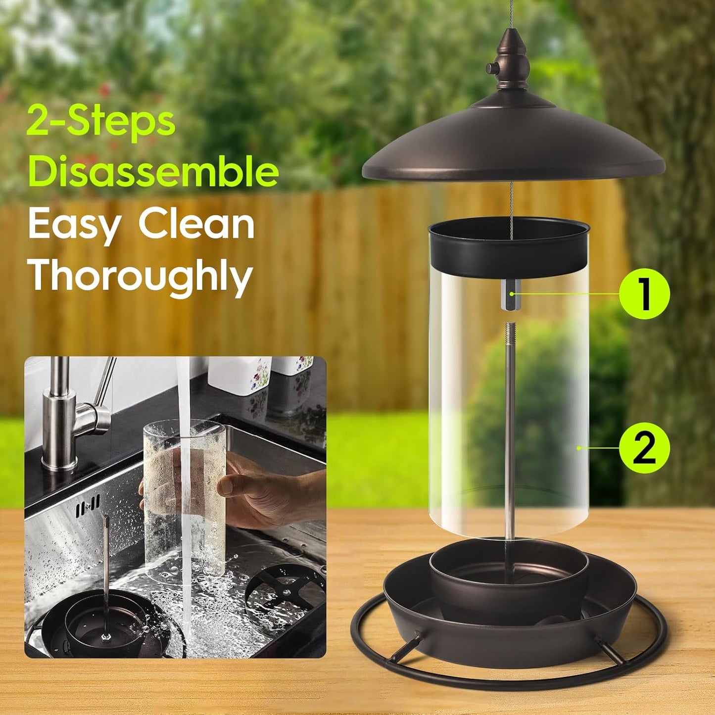 Metal Roof Bird Feeder - Chew Proof for Outdoor Hanging Wild Bird Seeds. Bronze