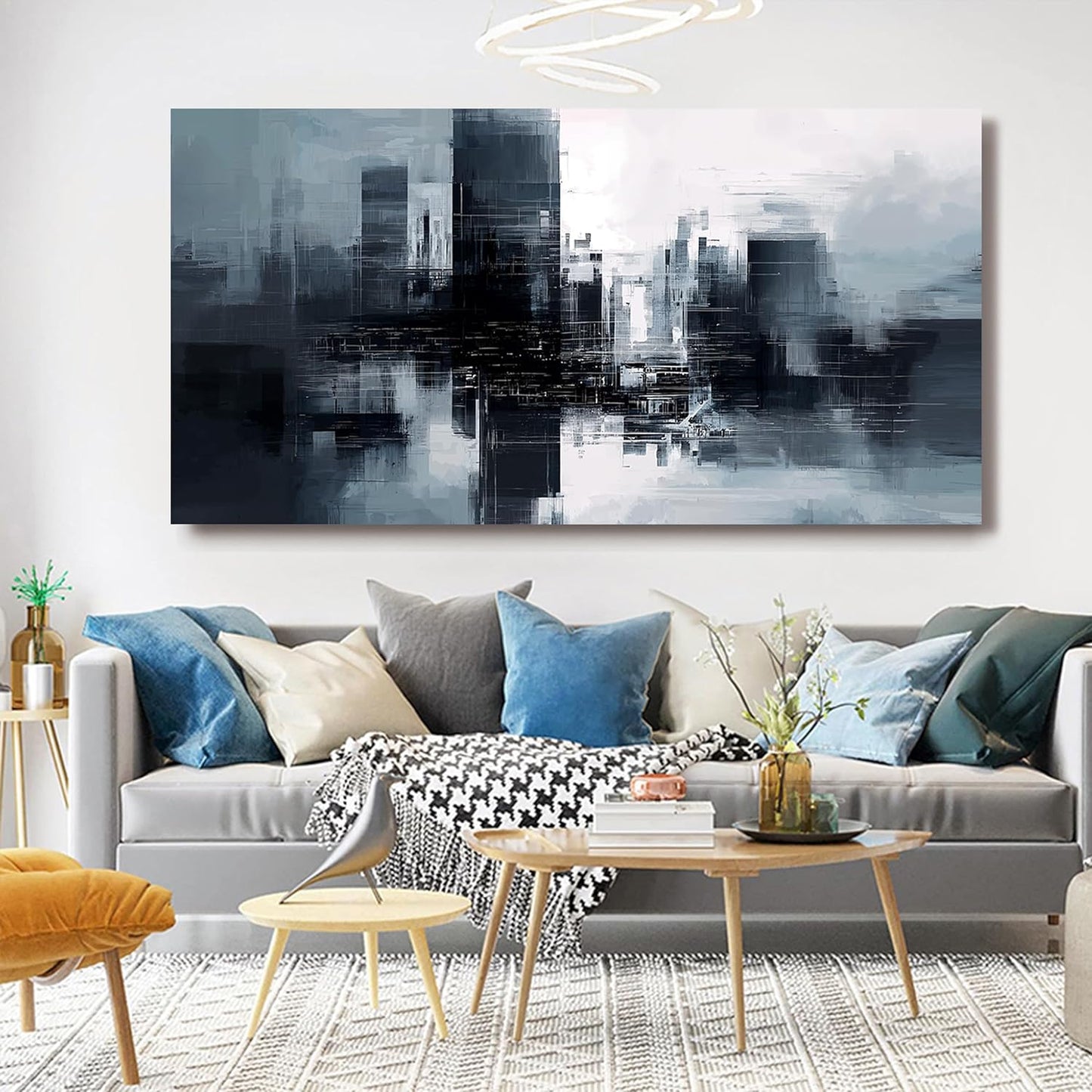 Abstract Canvas Wall Art Decorations Black and White Oversized Wall Art Canvas Modern Abstract Wall Art Prints Decor Pictures For Bedroom wall pictures For Living Room Office Wall Decor 29" X 58"