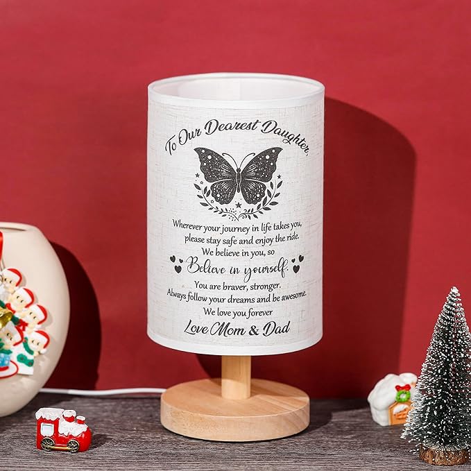 WSYEAR Daughter Gifts from Mom Dad Table Lamp - Best Birthday Gifts for Daughter Wooden Desk Lamp - Christmas Mothers Day Graduation Gifts for Daughter