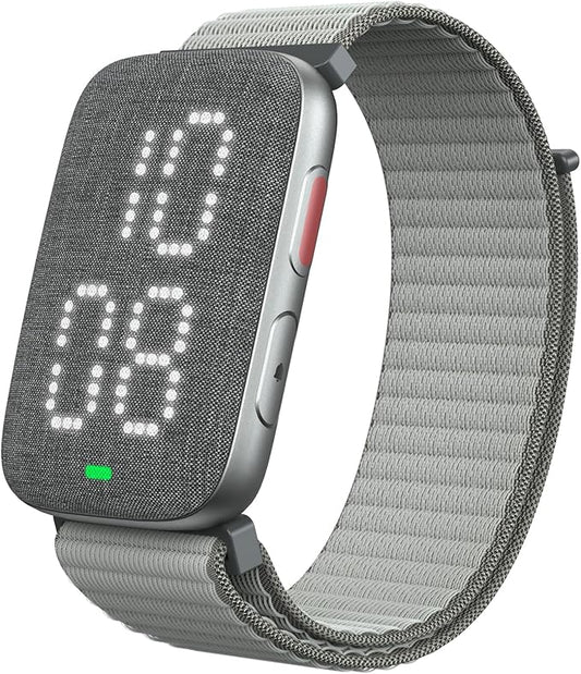 REACHER Vibrating Alarm Clock Watch for Heavy Sleepers, Hearing Impaired—Strong Wake-Up Wristband, Battery Powered, Silent Alarm for Shared Bedrooms & Dorms, Zinc Case with Comfort Weave Loop
