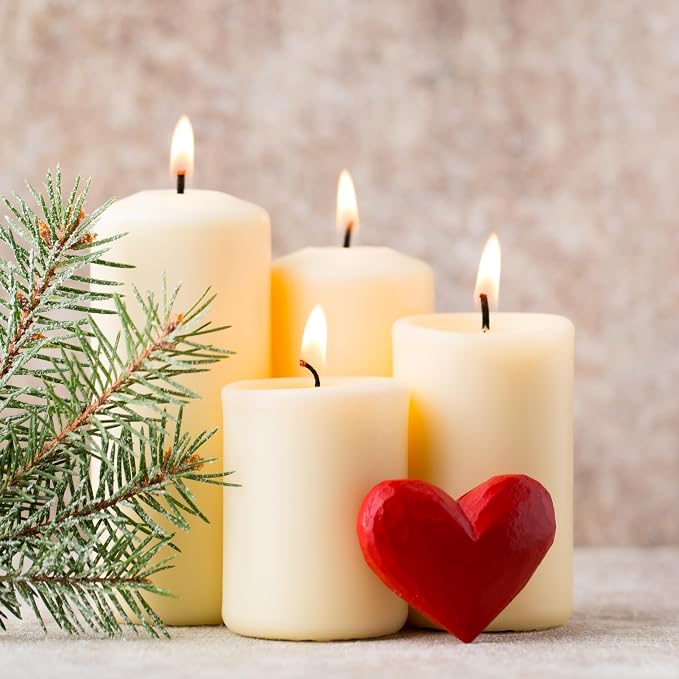 Unscented Pillar Candles - Set of 4 Vanilla Pillar Candles - 3x9 Slow Burning Large Candles for Weddings & Table Centerpieces, PARNOO
