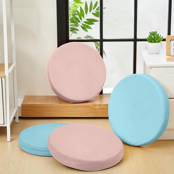 Juexica 2 Pcs Extra Thick Flexible Seating Floor Cushions Assorted Colored Pillow Floor Cushions for Classroom Soft Flexible Seating for Learning Sitting Office School Chair (Blue and Pink,Round)