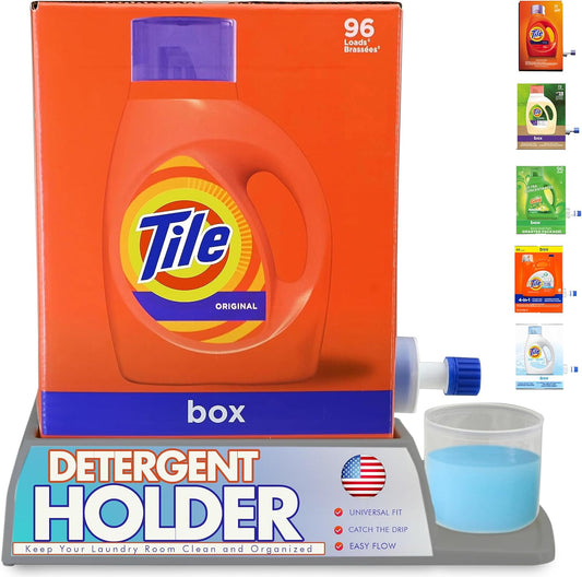 Skywin Laundry Detergent Holder For Eco Box Laundry Soap Dispenser with Easy-to-Store Package - Less Plastic Liquid Detergent Dispenser (Grey)